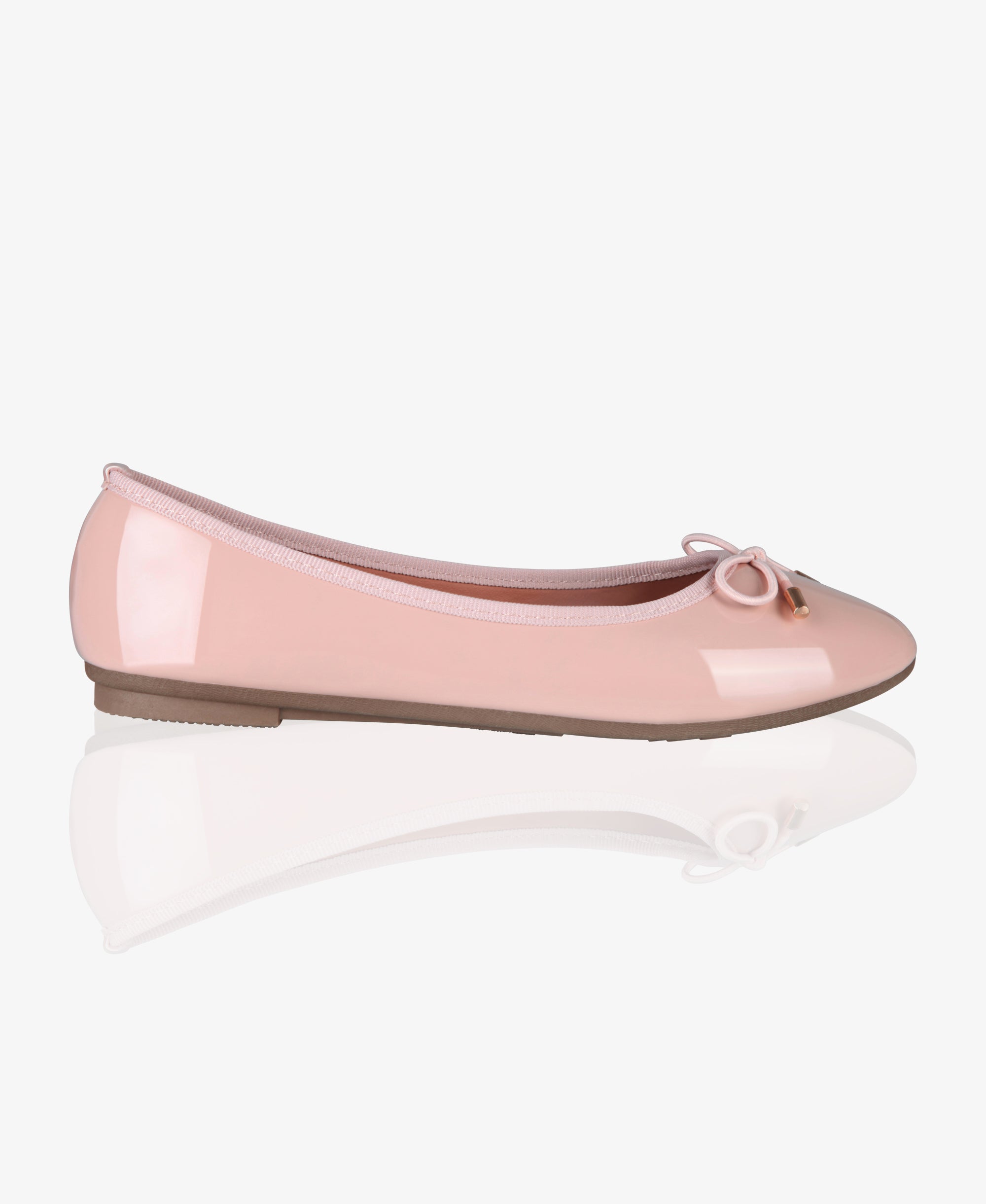 KRISP Bow Toe Patent Ballerina Pumps (3701)